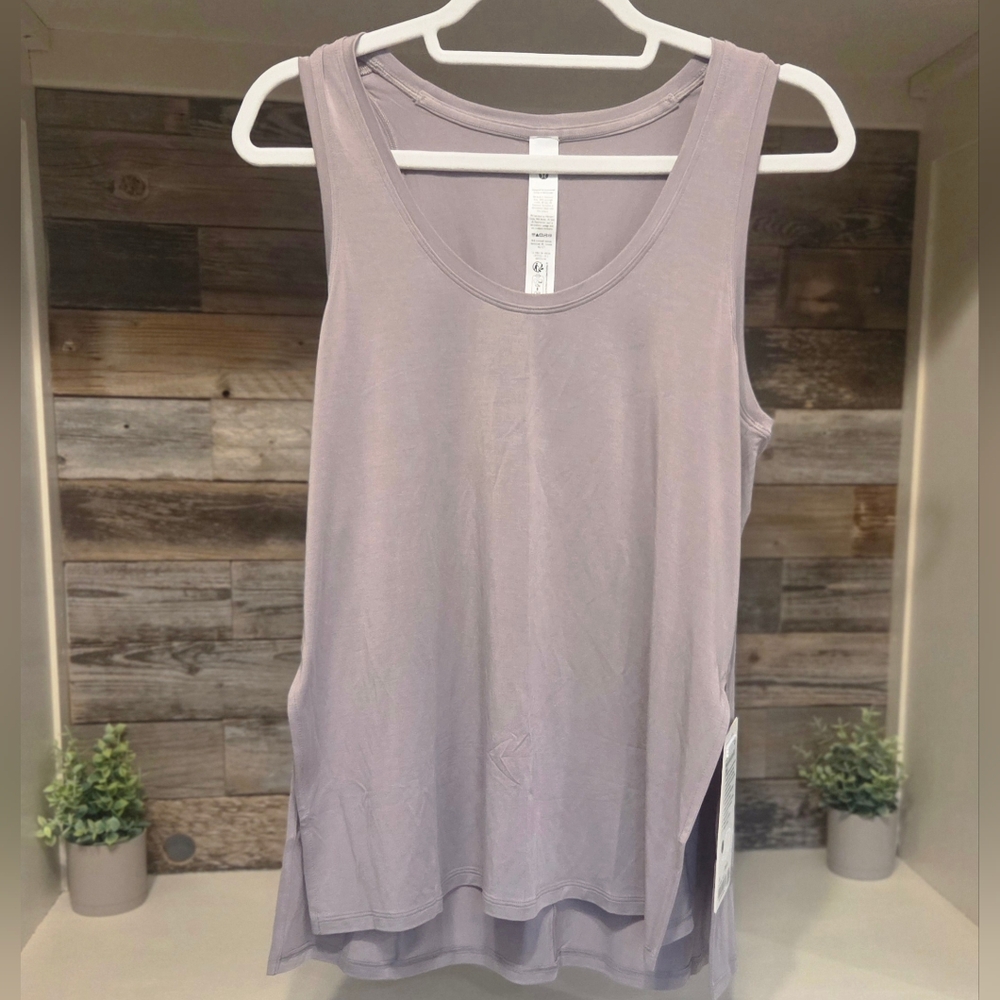 Lululemon Athletica Modal-Silk Side-Slit Tank- Grey Mauve - Picture 6 of 11